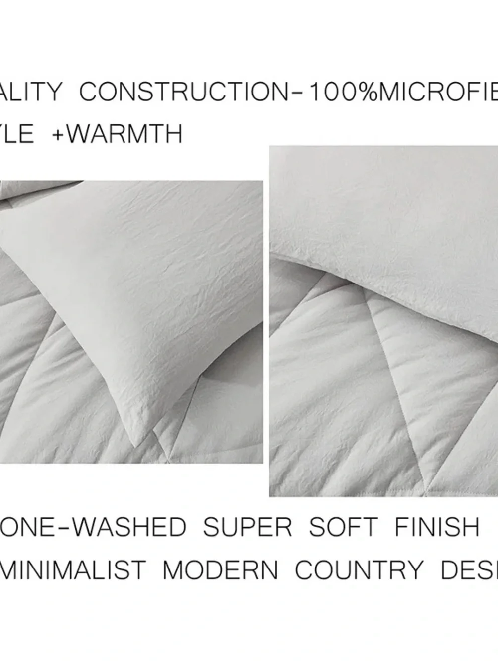 Light Gray 3 piece king Quilted Microfiber Comforter